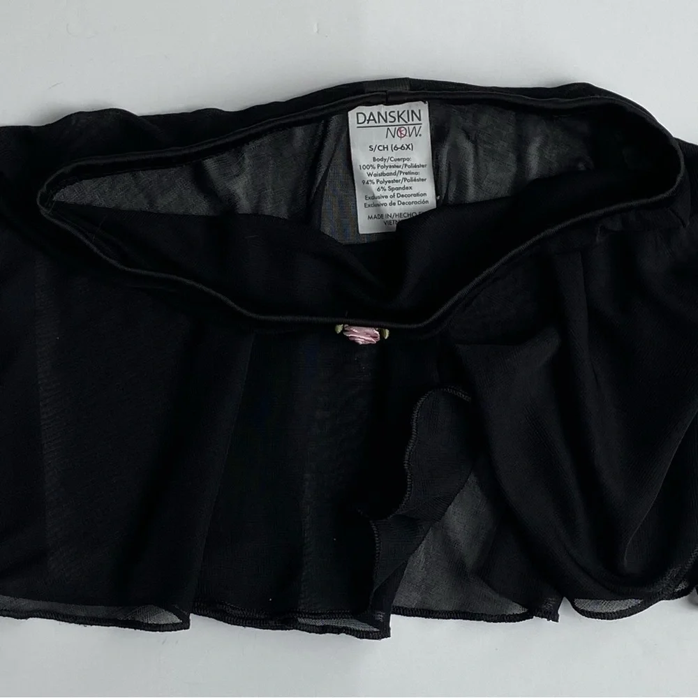 Black Ballet Skirt Size 6 6X Small Elastic Waist EUC Dance Flowy Girls Sheer
